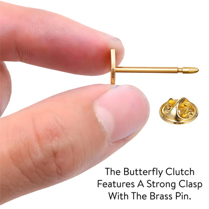 1" Solid Brass Pin With Butterfly Clutch